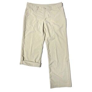 PATAGONIA Quandary Hiking Pants Light Beige Nylon Roll Up Tab Women Size 8 (A1)